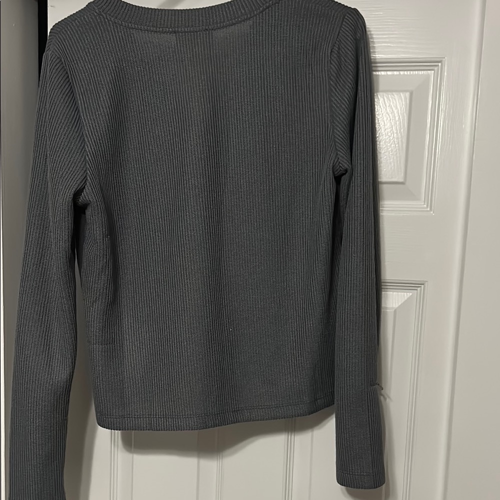 Gray Ribbed Cardigan - Picture 5 of 5